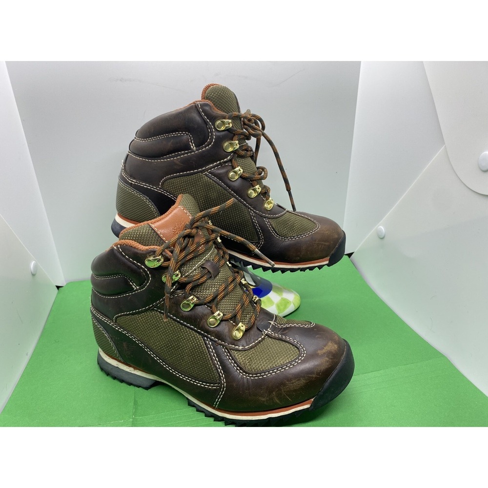 Timberland Boys Brown Leather Hiking Boots Shoes Size 4.5 57911M